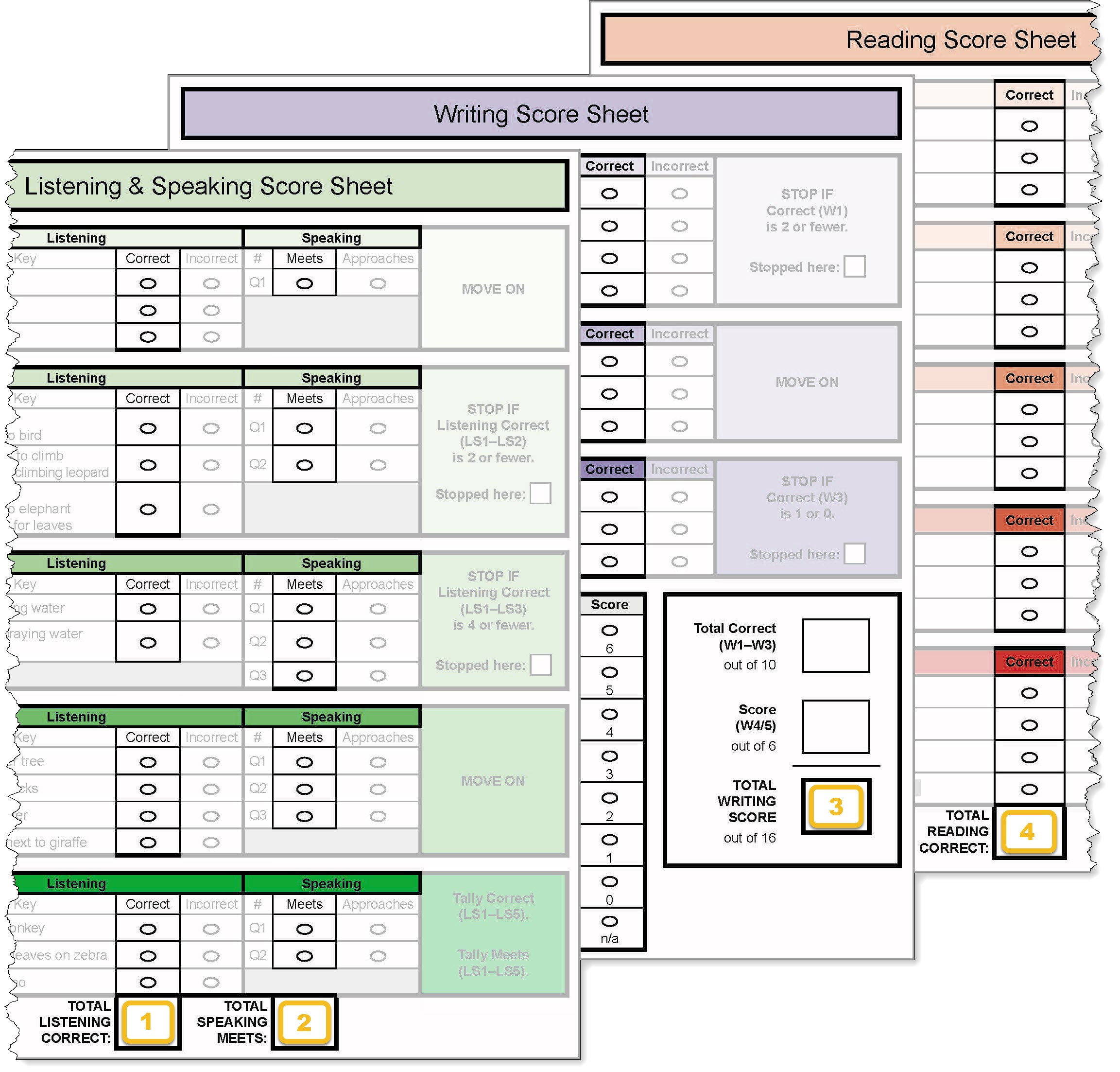 WIDA Kindergarten Screener Sample Scoresheets